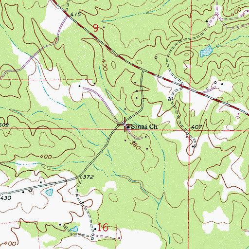Topographic Map of Sinai Church, MS