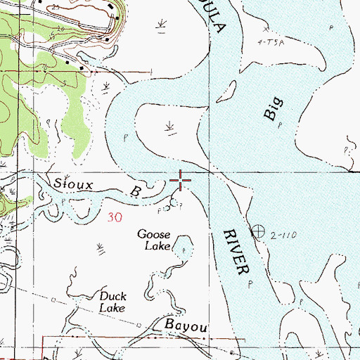 Topographic Map of Sioux Bayou, MS
