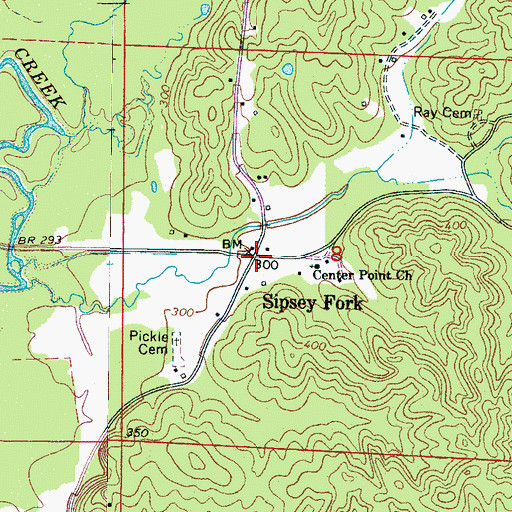 Topographic Map of Sipsey Fork, MS