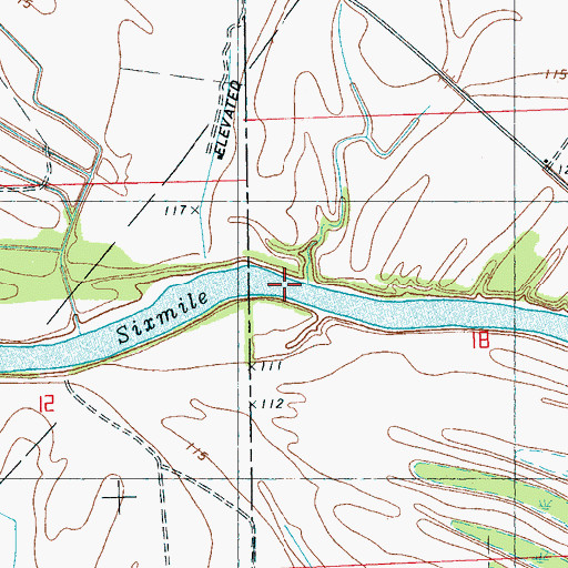 Topographic Map of Sixmile Lake, MS