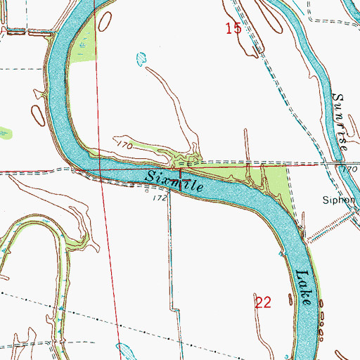 Topographic Map of Sixmile Lake, MS