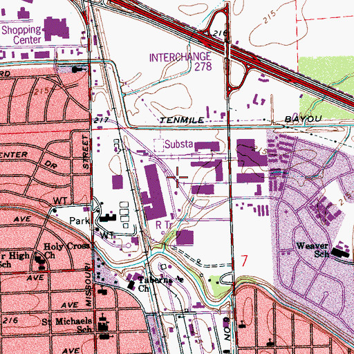 Topographic Map of Interstate Industrial Park, AR