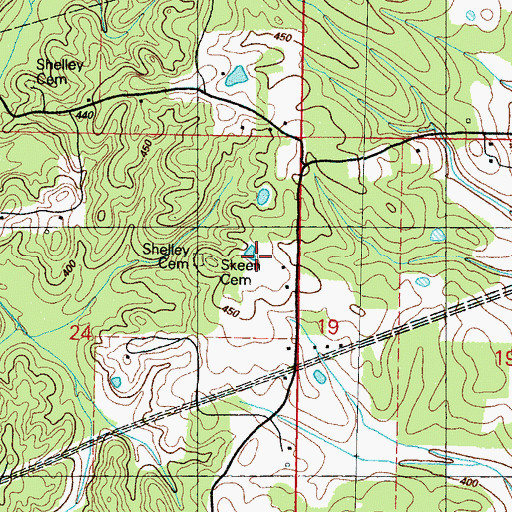 Topographic Map of Skeen Cemetery, MS