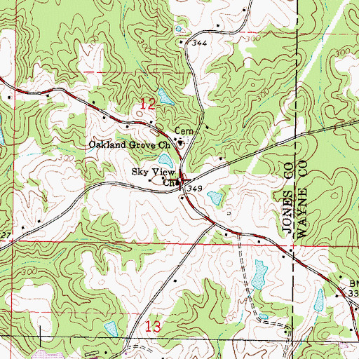 Topographic Map of Sky View Church, MS