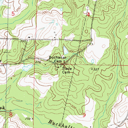 Topographic Map of Slade Cemetery, MS