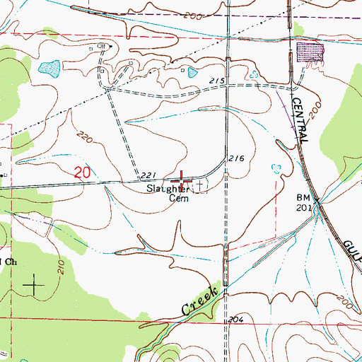 Topographic Map of Slaughter Cemetery, MS