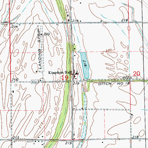 Topographic Map of Kingdom Hall, AR