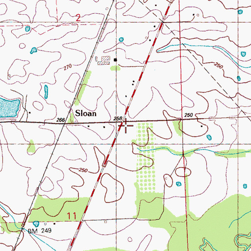 Topographic Map of Sloan, MS
