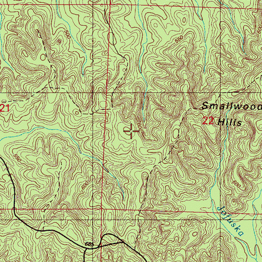 Topographic Map of Smallwood Hills, MS