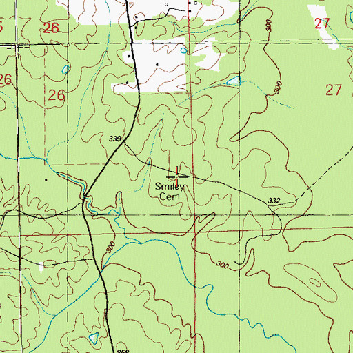 Topographic Map of Smiley Cemetery, MS