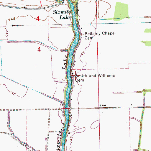 Topographic Map of Smith and Williams Cemetery, MS