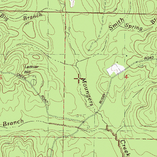 Topographic Map of Smith Branch, MS