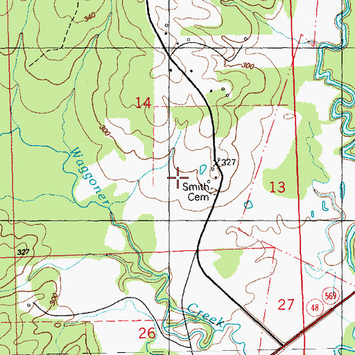 Topographic Map of Smith Cemetery, MS