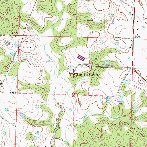 Topographic Map of Smith Cemetery, MS