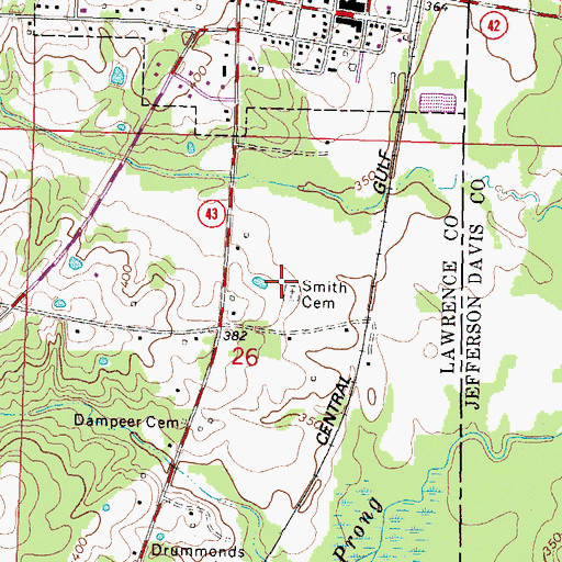 Topographic Map of Smith Cemetery, MS