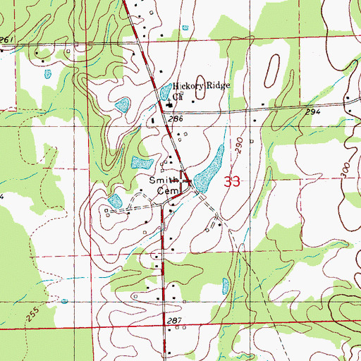 Topographic Map of Smith Cemetery, MS