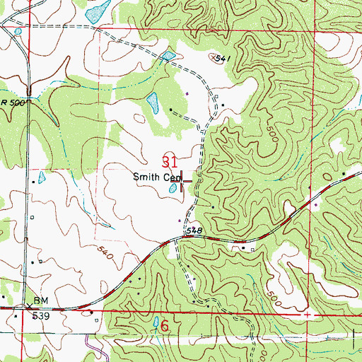 Topographic Map of Smith Cemetery, MS