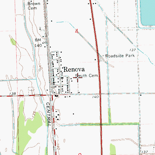 Topographic Map of Smith Cemetery, MS