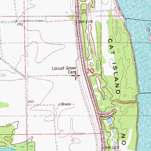 Topographic Map of Locust Grove Cemetery, AR