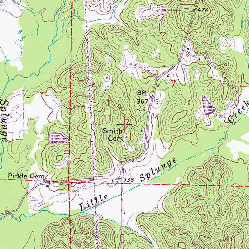 Topographic Map of Smith Cemetery, MS