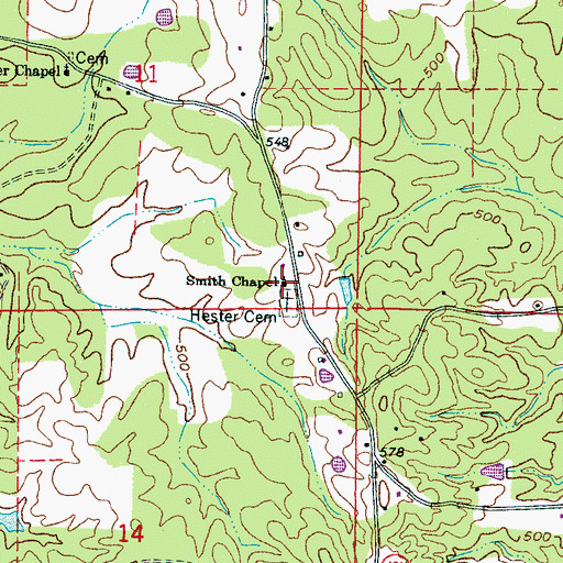 Topographic Map of Smith Chapel, MS