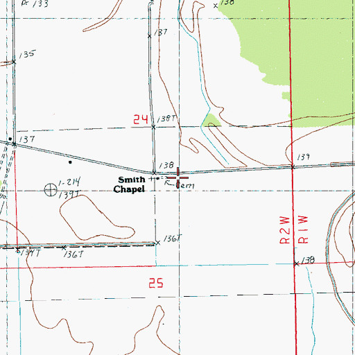 Topographic Map of Smith Chapel, MS