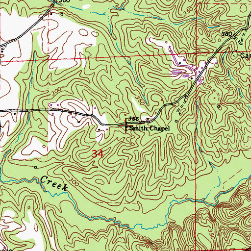 Topographic Map of Smiths Chapel Sanctified Church, MS