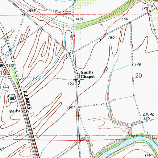 Topographic Map of Smith Chapel, MS