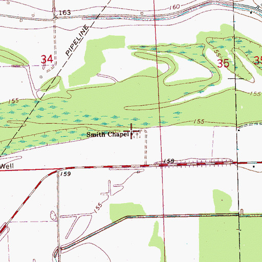 Topographic Map of Smith Chapel, MS