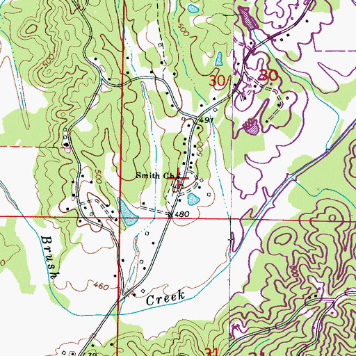 Topographic Map of Smith Church, MS