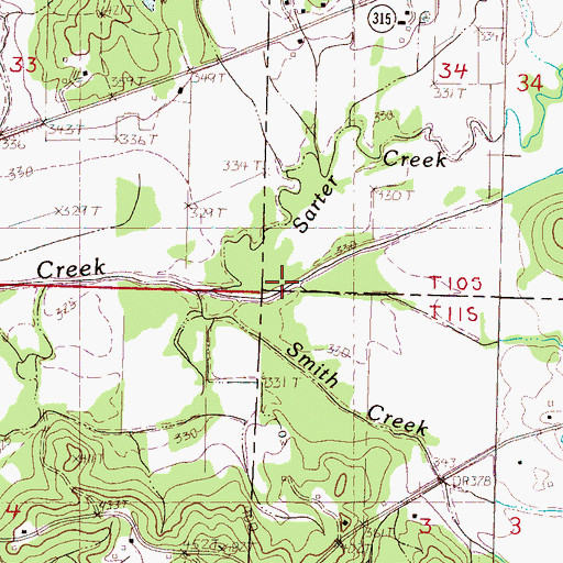 Topographic Map of Smith Creek, MS