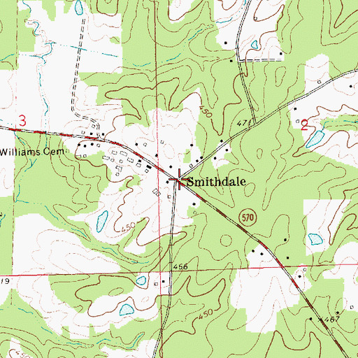 Topographic Map of Smithdale, MS