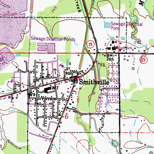 Topographic Map of Smithville, MS