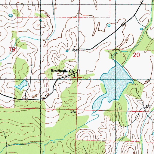 Topographic Map of Smithville Church, MS
