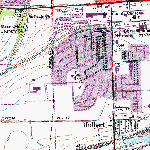 Topographic Map of Matthews Park, AR