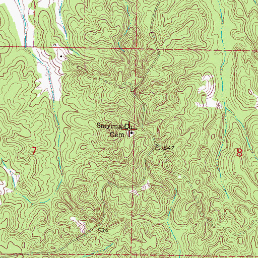 Topographic Map of Smyrna Church, MS