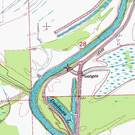 Topographic Map of Snake Creek, MS