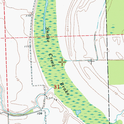 Topographic Map of Snake Creek Brake, MS