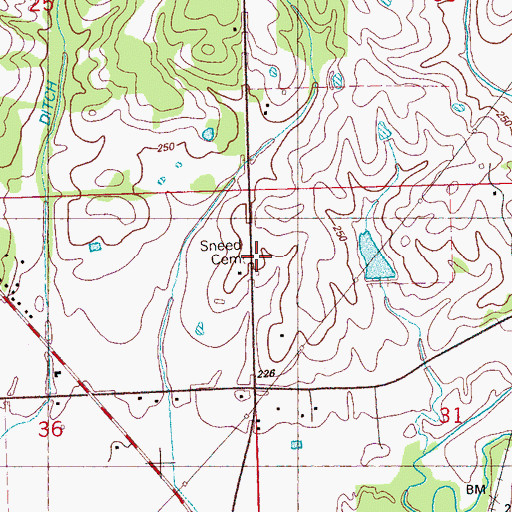 Topographic Map of Sneed Cemetery, MS