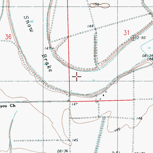 Topographic Map of Snow Brake, MS