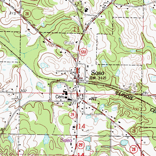Topographic Map of Soso, MS