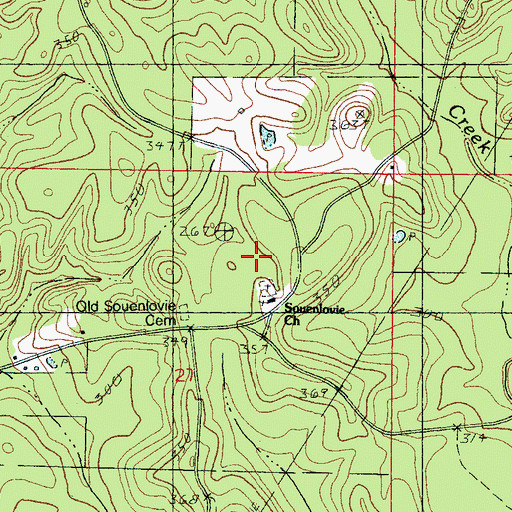Topographic Map of Sovenlovie Baptist Church, MS