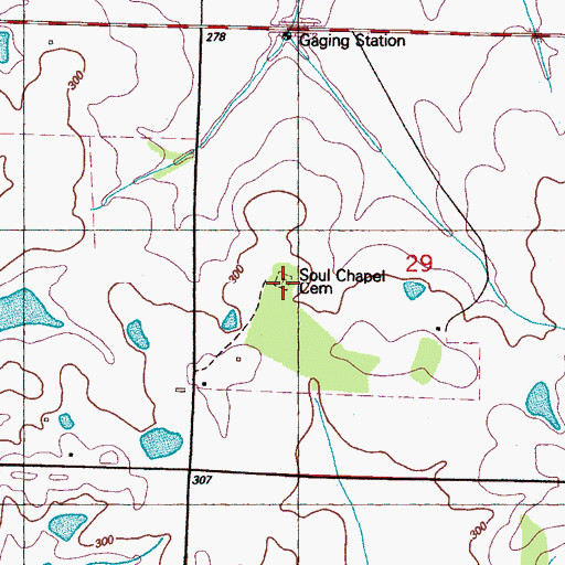 Topographic Map of Soul Chapel Cemetery, MS