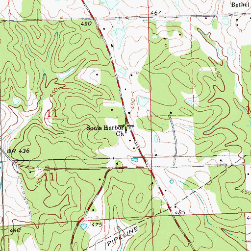 Topographic Map of Souls Harbor Church, MS