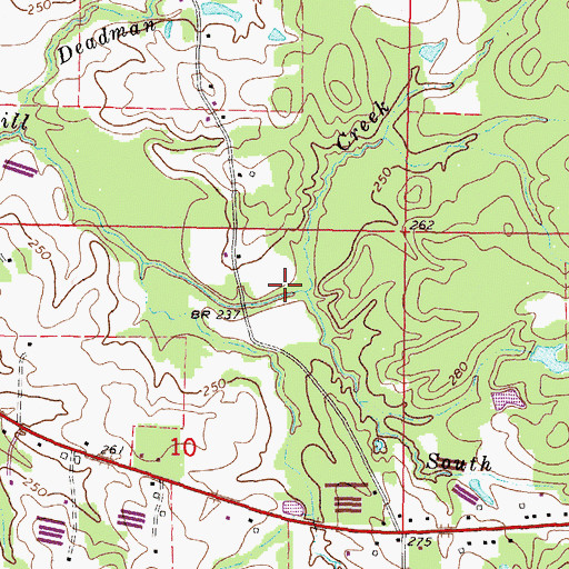 Topographic Map of South Fork Mill Creek, MS