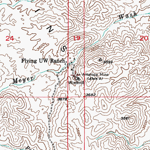 Topographic Map of Antelope Mine, AZ