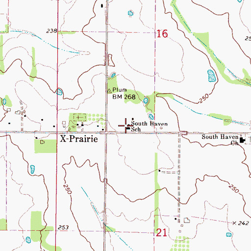 Topographic Map of South Haven School, MS