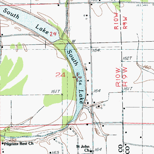 Topographic Map of South Lake, MS