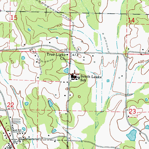 Topographic Map of South Leake School, MS