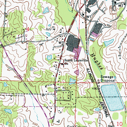 Topographic Map of South Louisville Church, MS